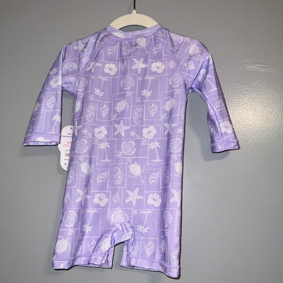 NWT Wonder Nation Baby Zip Rashie Lavender Sky Squares Size 6-9M - Picture 3 of 5